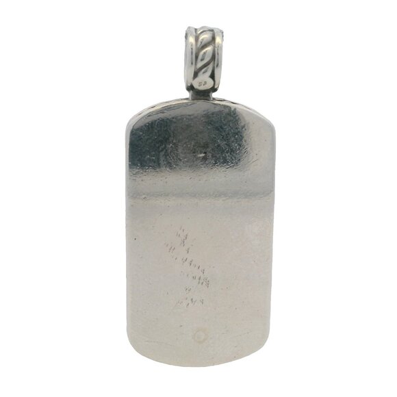 Vintage David Yurman 925 Sterling Silver Diamond Chevron Cluster Dog Tag Pendant - Picture 2 of 2